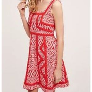 Anthropologie 0p red cocktail dress